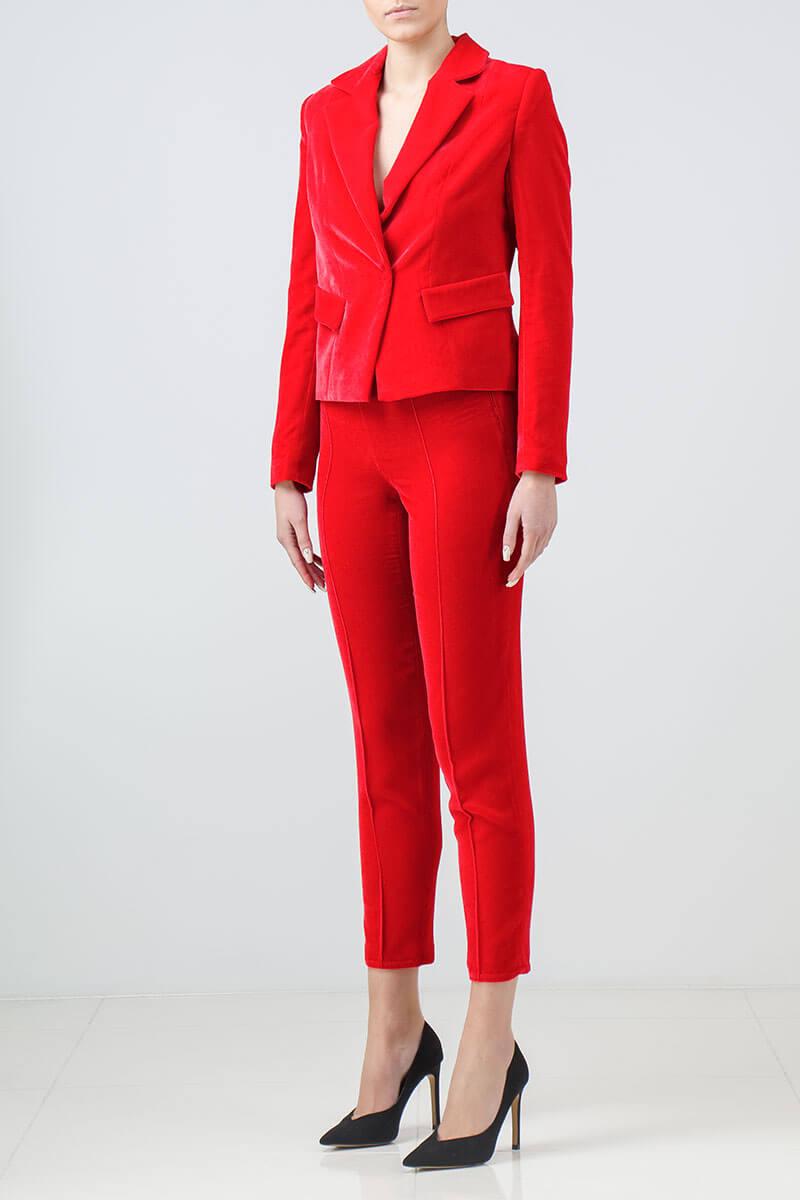 Red pantsuit